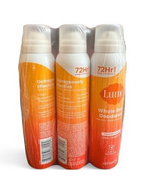 Lume Whole Body Deodorant Spray - Clean Tangerine (72Hr) 3 Pack
